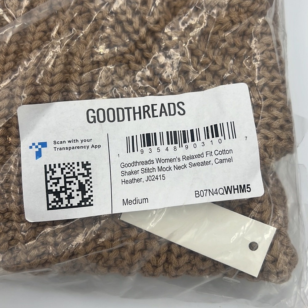 Goodthreads Womens Mock Neck Sweater - Medium- Camel Heather - Picture 3 of 4